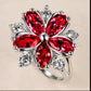 Zenat Inlaid Red Zircon Flower Ring