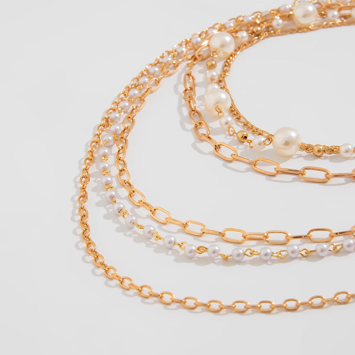 Zenat multi-layered Slender Pearl Round Necklace