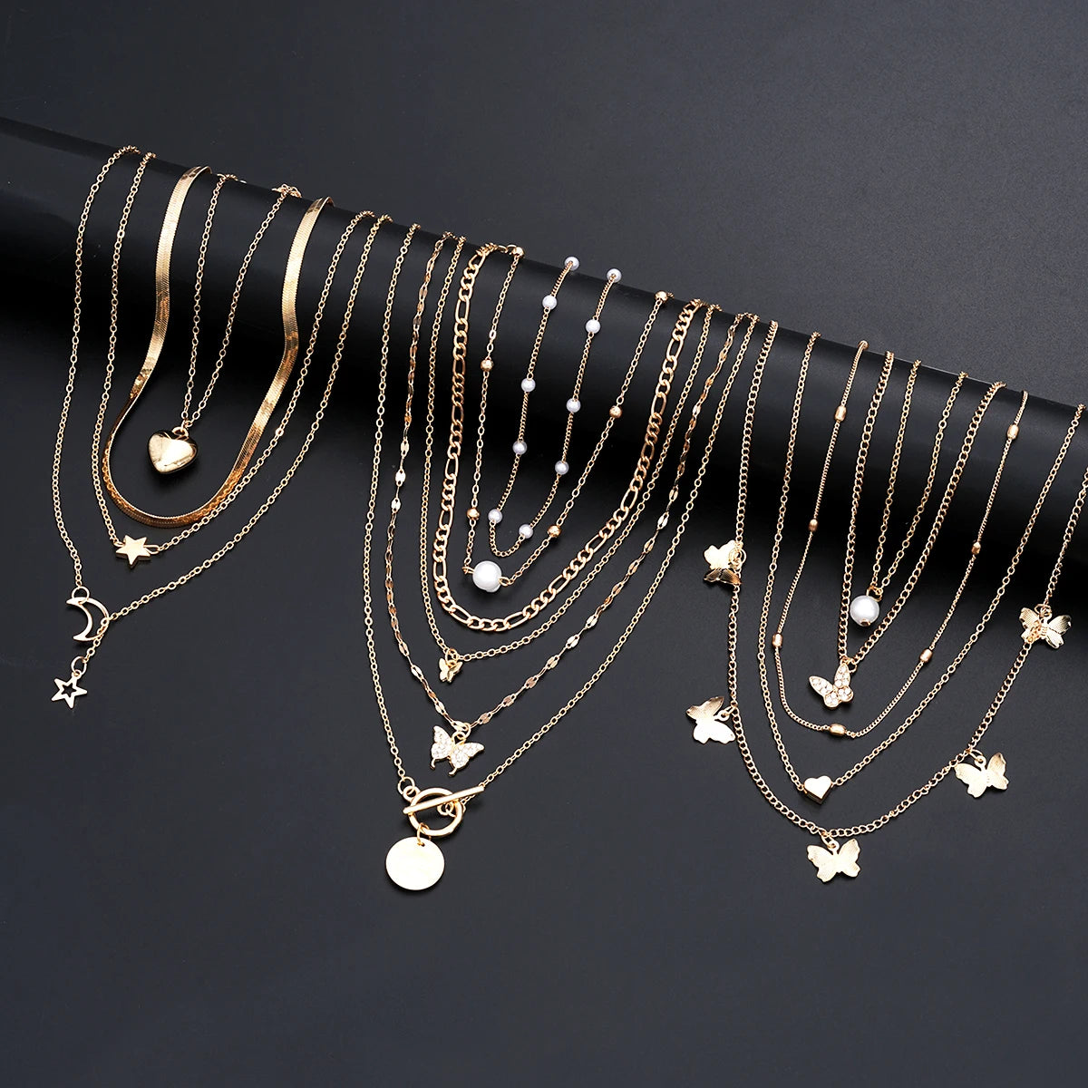 Zenat Stackable Butterfly Heart Star Pearl Moon Pendant