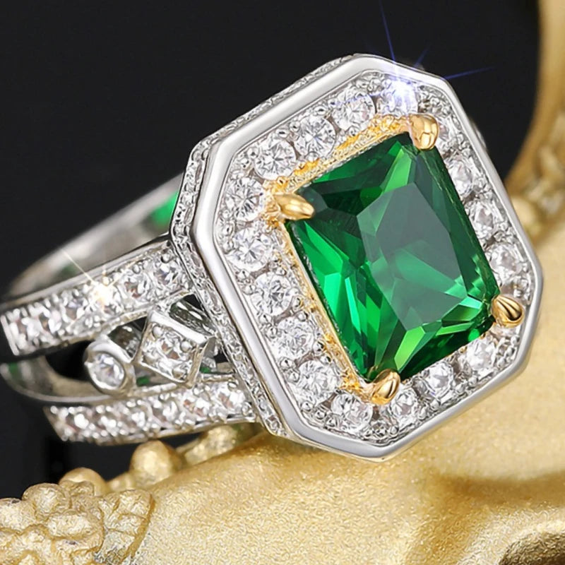 Zenat Colorful Green Cubic Zirconia Rings