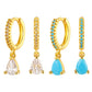Delicate Cubic Zirconia Drop Earring for Women, Turquoise Droplets