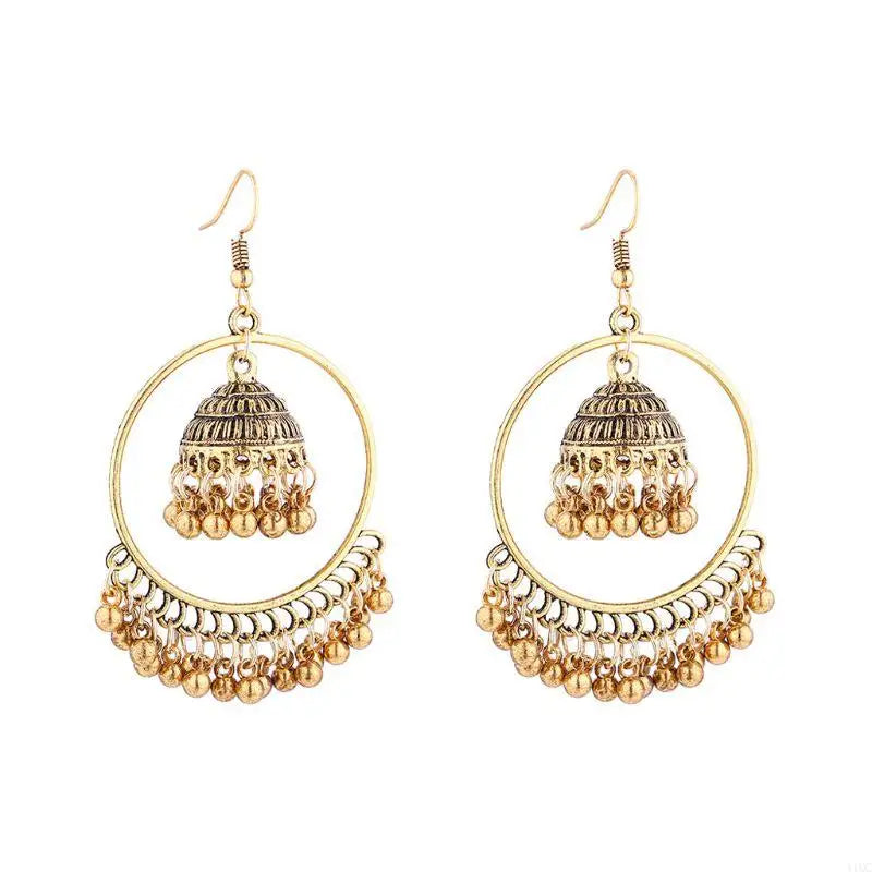 Zenat 2025 Retro Tassel Drop Jhumka Earrings