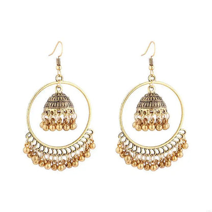 Zenat 2025 Retro Tassel Drop Jhumka Earrings