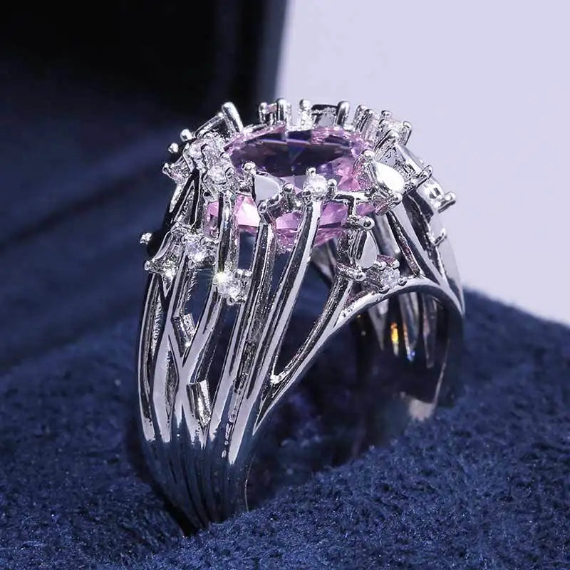Zenat Pink Cubic Zirconia Ring for Women