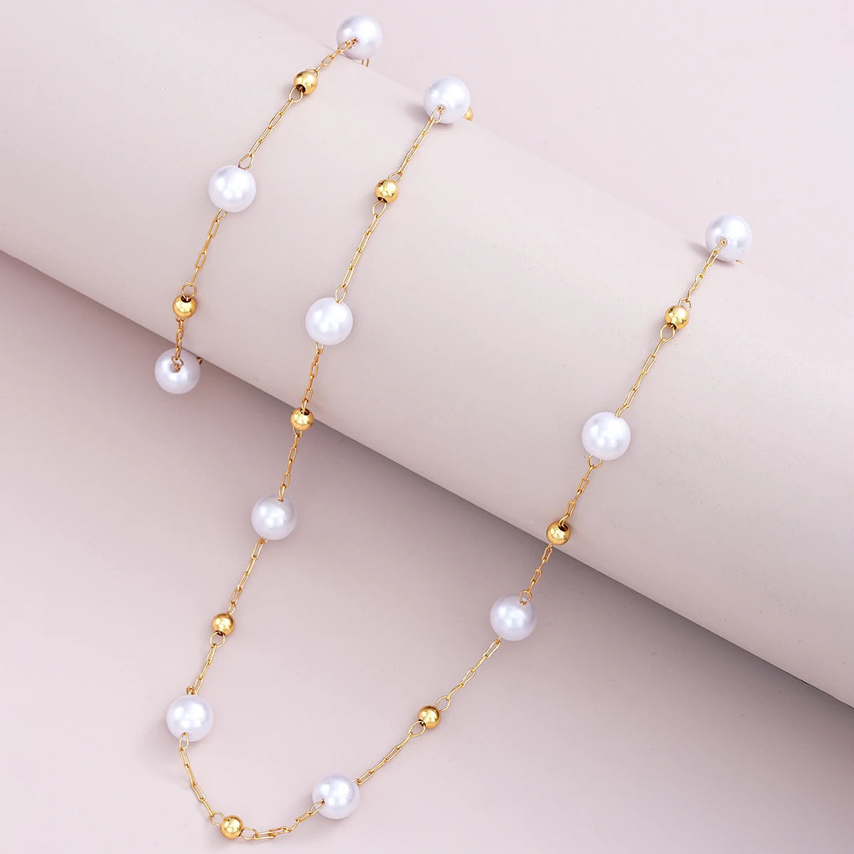 Zenat 2PC Gold Pearl Cross Jewelry Set
