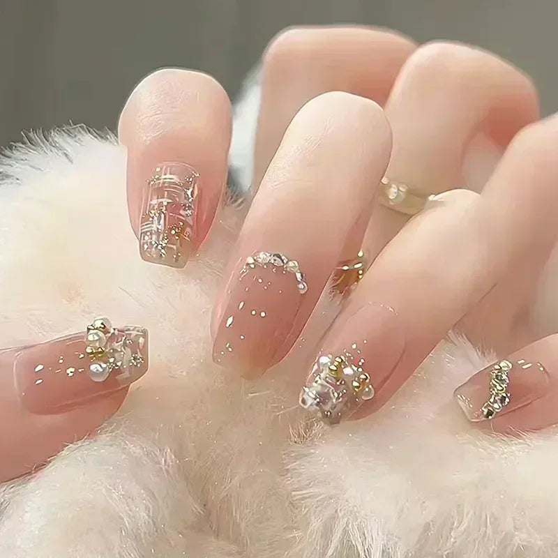 Zenat 24Pcs Glitter Diamond Press-On Nails