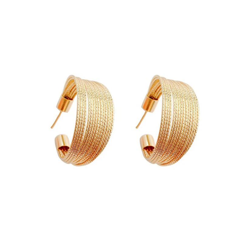 Zenat Big Hoop Earrings – Geometric Layered Luxury Drop