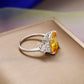Zenat Yellow Cubic Zirconia Silver Color Ring