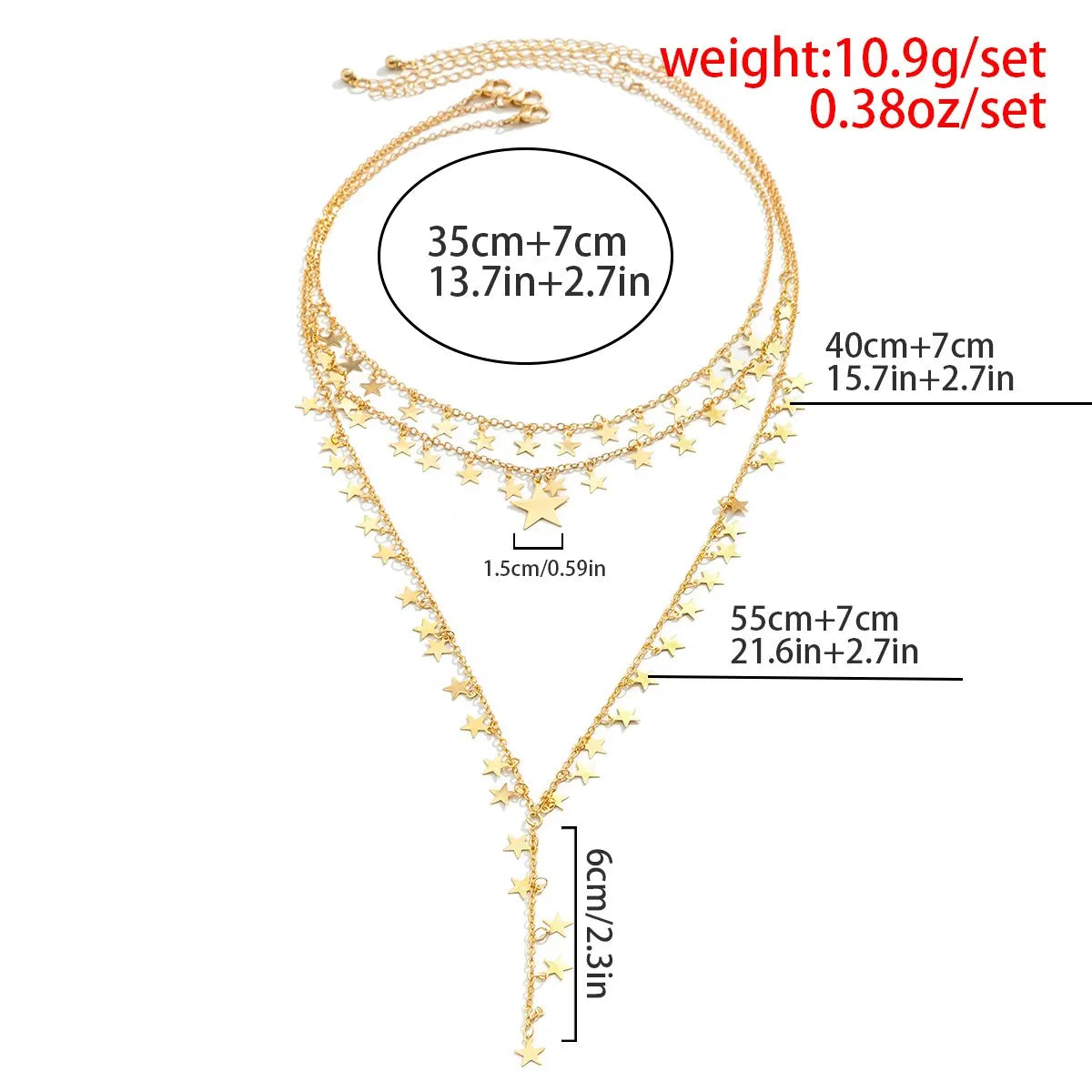 Zenat 3Pcs/Set Sexy Goth Star Tassel Long Pendant
