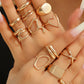 Zenat 12-Piece Metallic Smooth Rings for Women