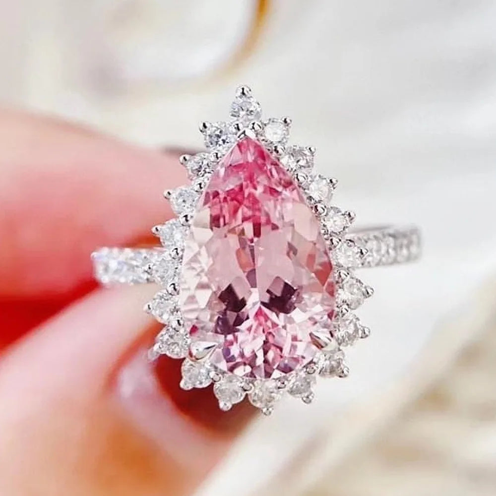 Zenat Pink Zirconia Trendy Sweet and Romantic Engagement Rings