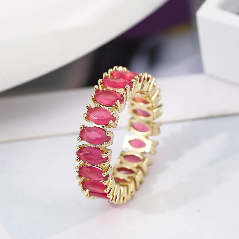 Fashion Luxury Multicolor Charm Zircon Wedding Rings for Women Round Square Stone Party Ring Jewelry