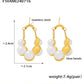 Zenat Round Stainless Steel Pearl Earrings for Women
