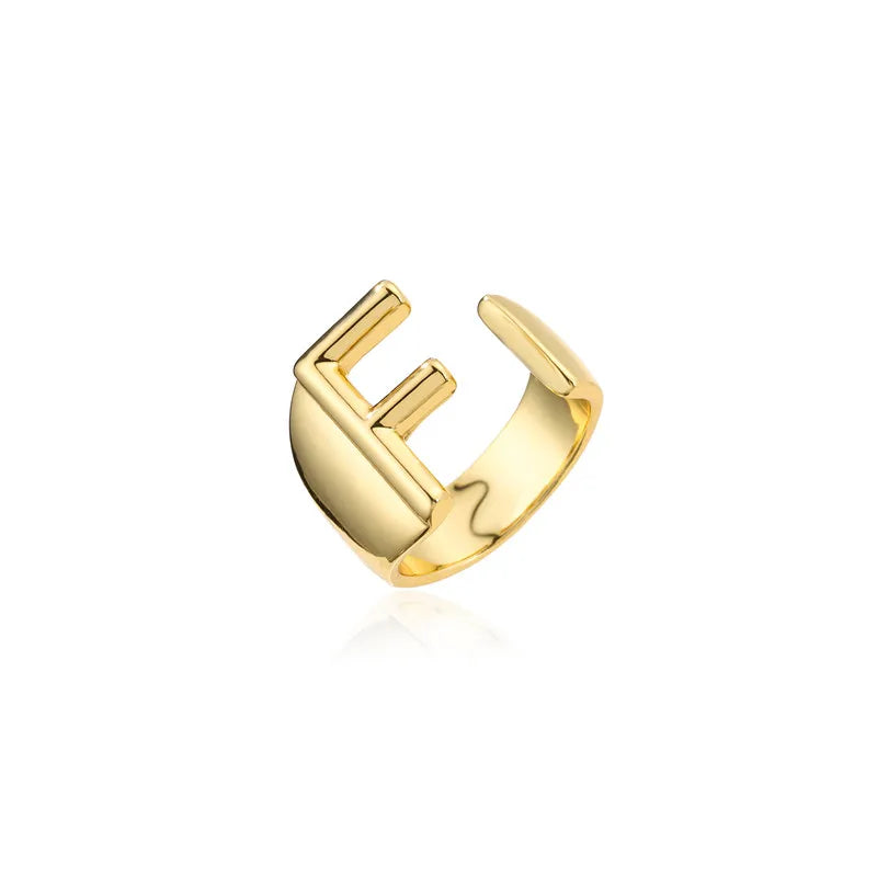 Zenat Letter Adjustable Stainless Steel Ring