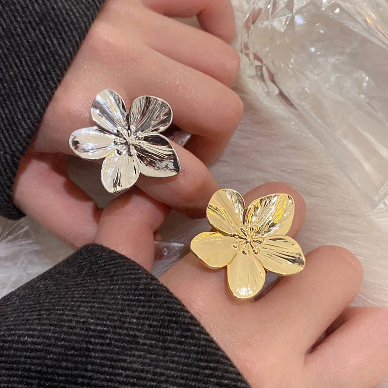 Zenat 2PC Stainless Steel Flower Earrings – Trendy Party