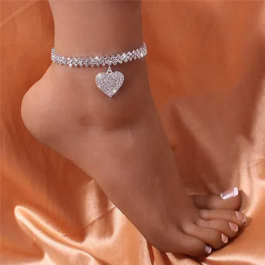 Zenat Rhinestone Chain Anklet for Women