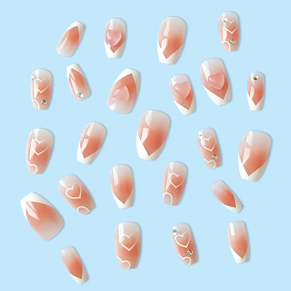 Zenat 24Pcs Short Coffin Press-On Nails