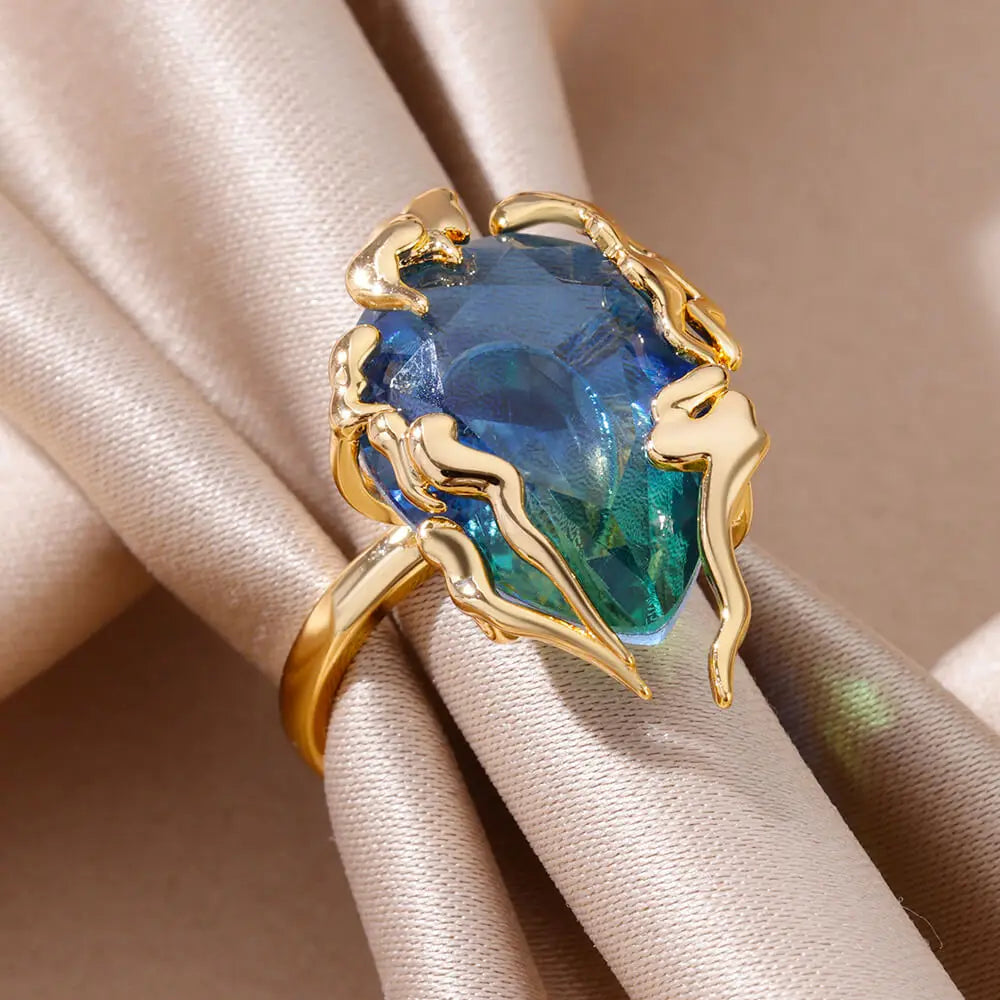 Zenat Zircon Flame Drop Adjustable Ring