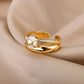 Heart Rings for Women Grils Gold Color Adjustable Stainless Steel Ring 2024 Trend Luxury Wedding Couple Jewelry anillos mujer