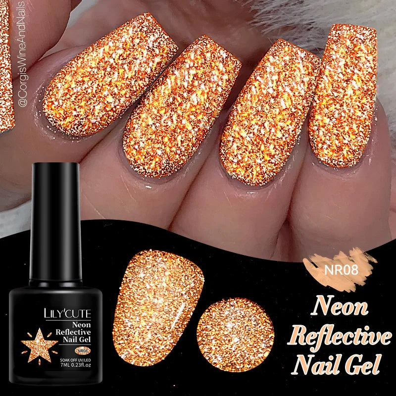 Zenat Bright Red Sparkling Glitter Gel Nail Polish
