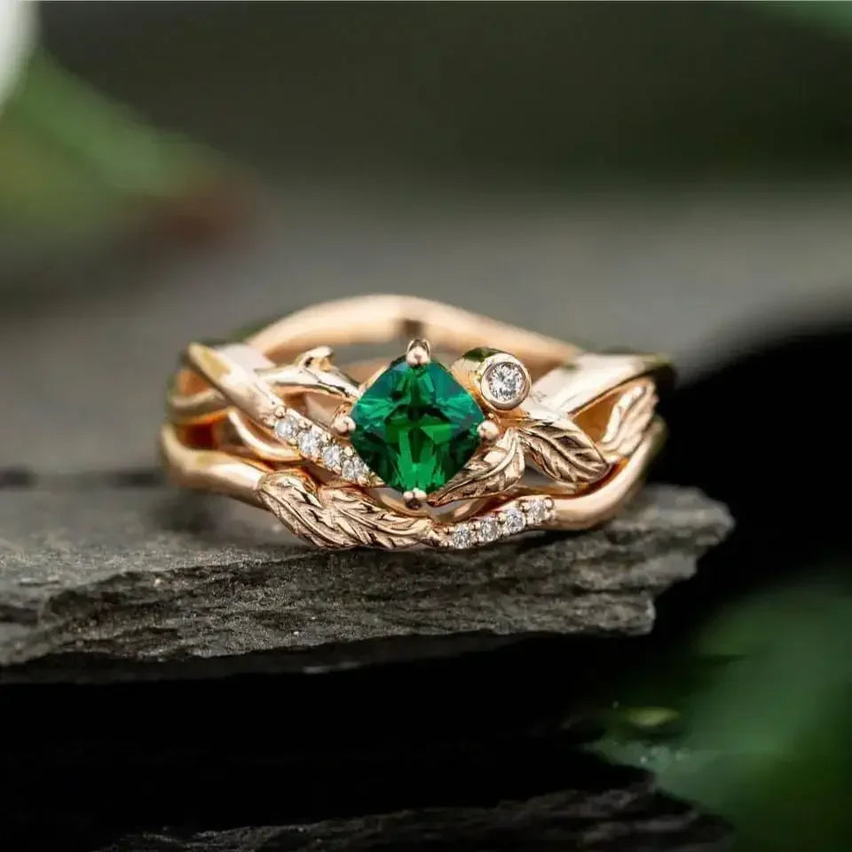 Zenat Green Oval Crystal Party Women's Ring