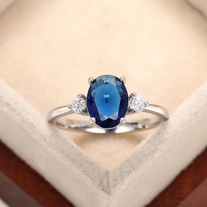 Zenat Luxury Prong Rings – Deep Blue Zircon