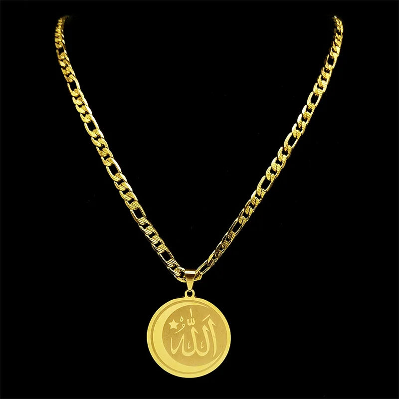 Zenat Islamic Quran Allah Crescent Moon Pendant Necklace