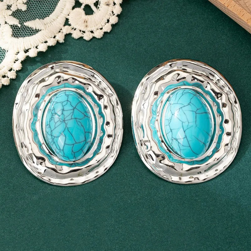 Zenat Round Geometric Stud Earrings – Women Party Gift