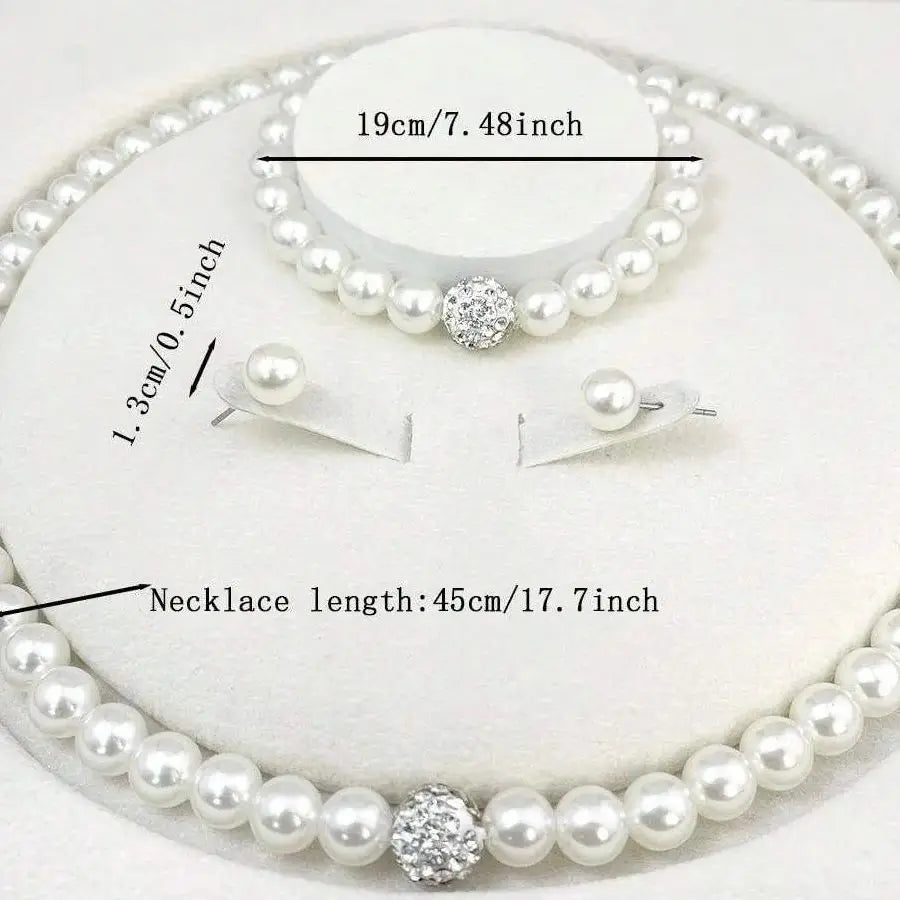 Zenat 3 PCS Pearl Fireball Necklace Set