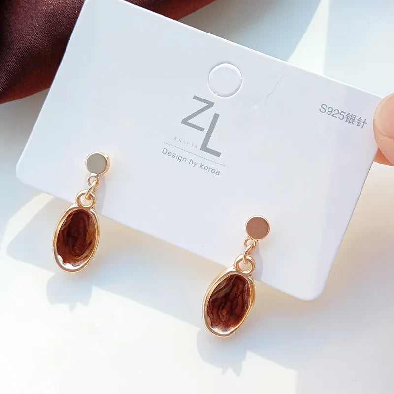 Zenat Brown Beer Bottle Pendant Drop Earrings for Women