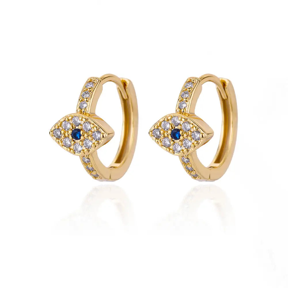 Stainless Steel Evil Eye Earrings for Women 2024 Trend Gold Color Round Circle Hoop Earrings Luxury Wedding Jewelry aretes