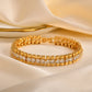 Bracelet 14K Gold Plated Cubic Zirconia Chunky Adjustable