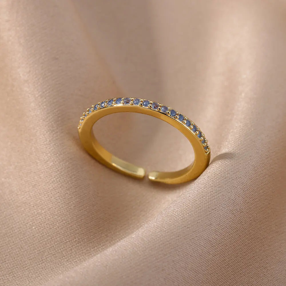 Zena Mini Zircon Green Adjustable Gold Ring