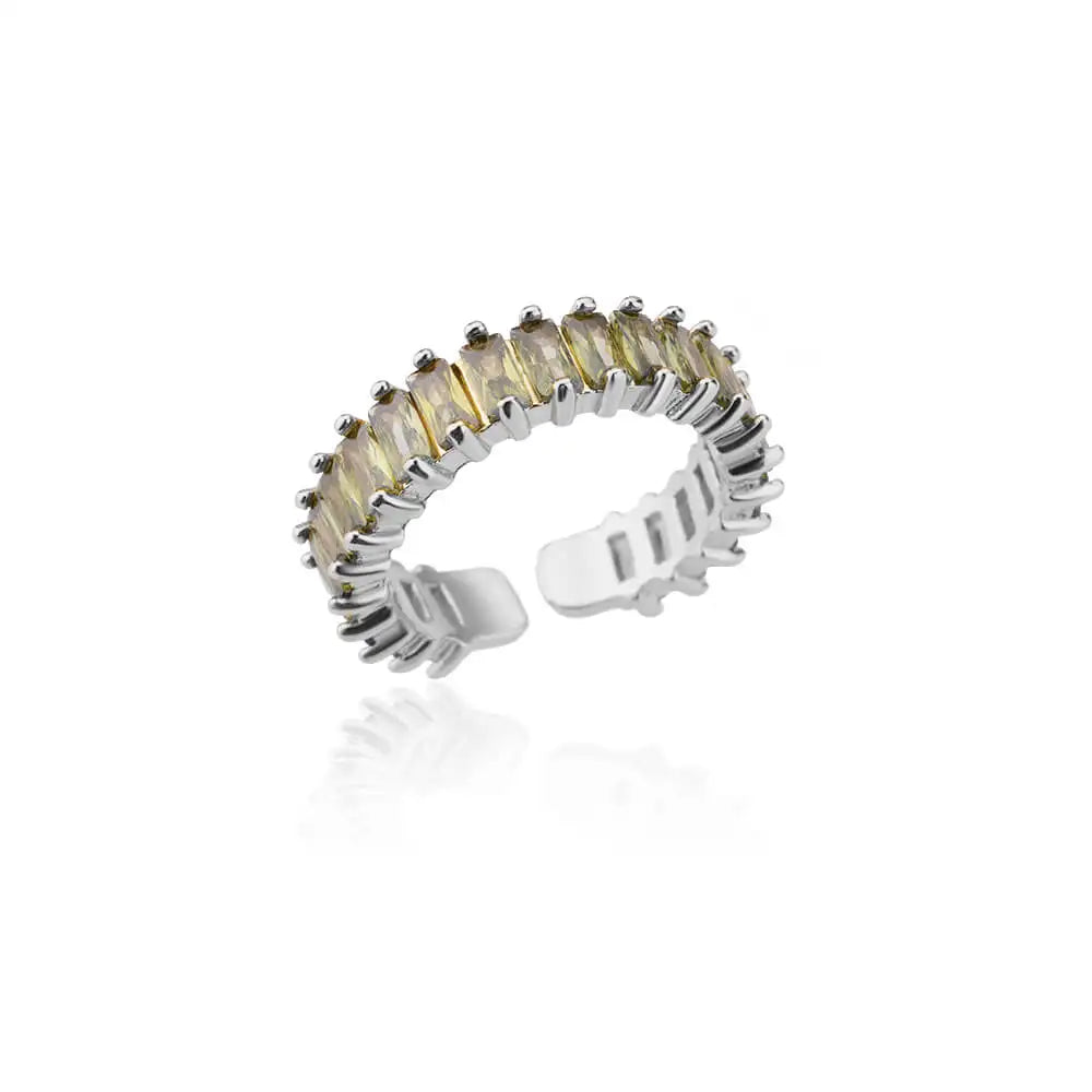 Colorful Cubic Zircon Open Ring For Women Stainless Steel Gold Color Square Rings Bohemian Romantic couple Jewelry Gifts