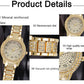 Zenat Quartz Watch Gold Luxury Ring Necklace Earring Set