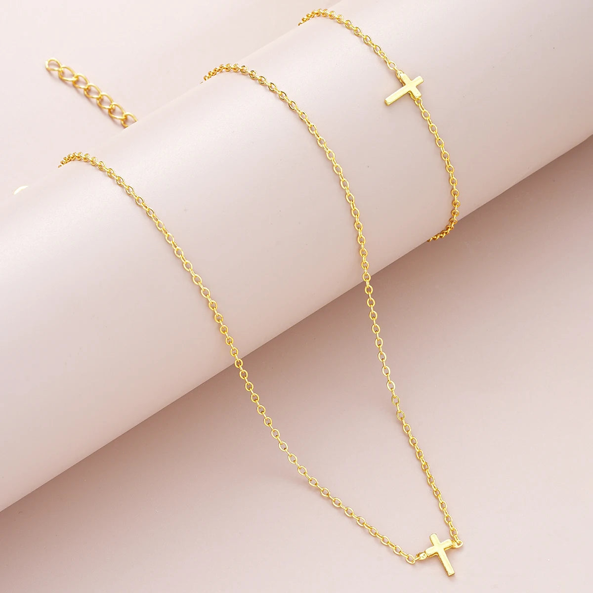 Zenat 2PC Gold Pearl Cross Jewelry Set