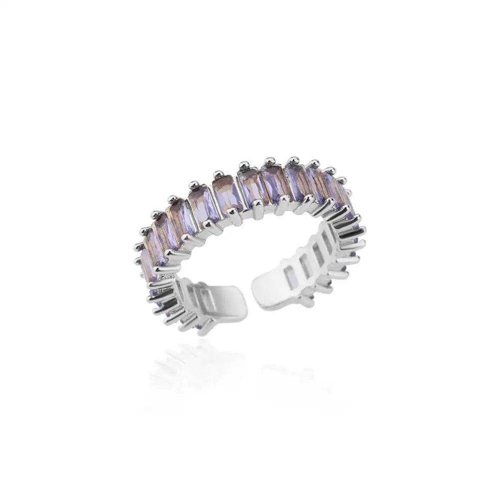 Colorful Cubic Zircon Open Ring For Women Stainless Steel Gold Color Square Rings Bohemian Romantic couple Jewelry Gifts