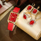 Luxury Fashion Square Women's Watches Brand Ladies Quartz Wristwatch Classic Simple Femme Blue Leather Band