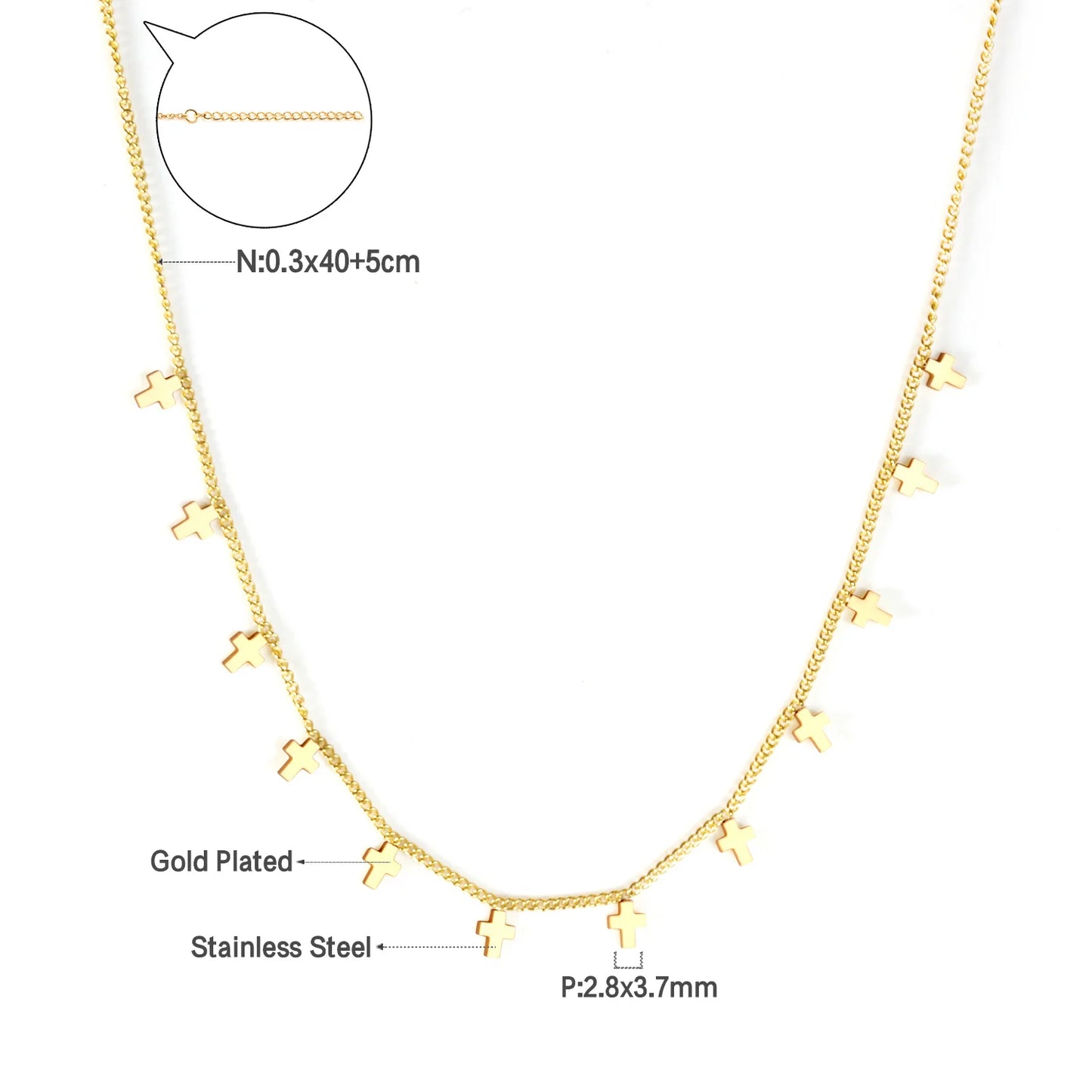 Zenat Golden Chains Necklaces Star Heart Stainless Steel