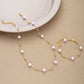 Zenat 2PC Gold Pearl Cross Jewelry Set