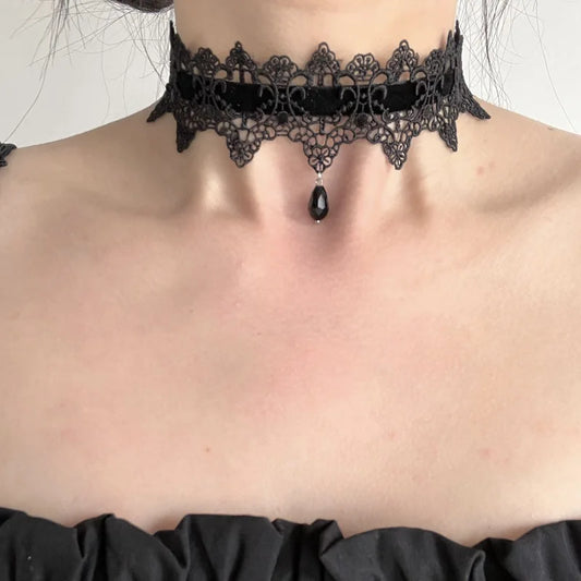 Zenat Sexy Lace Flower Velvet Choker Necklace for Women