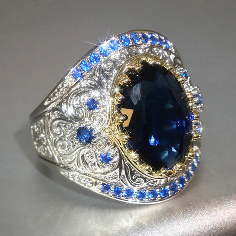 Zenat Luxury Prong Rings – Deep Blue Zircon