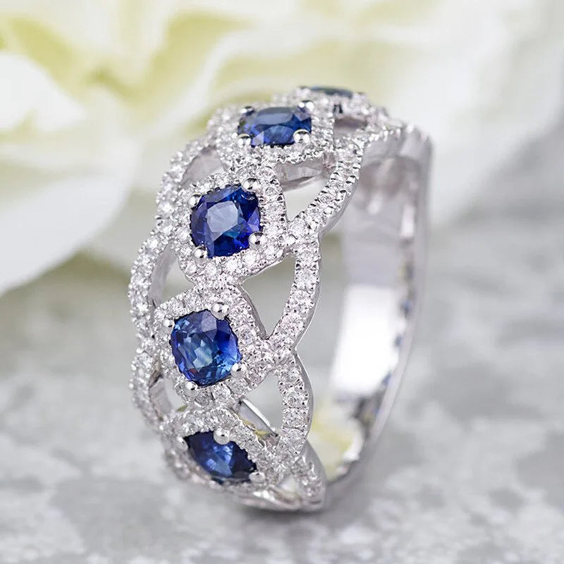 Zenat Blue Cube Zircon Elegant Ring