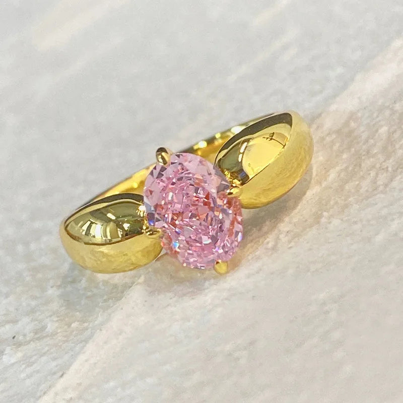 Zenat Pink Cubic Zirconia Ring for Women
