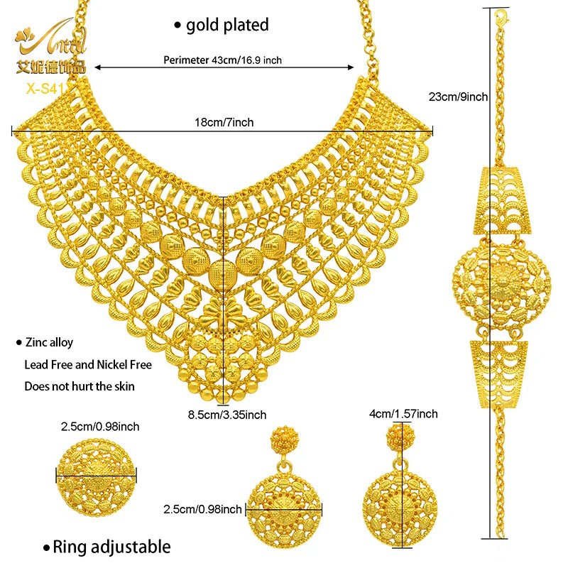 Zenat Luxury Indian style Jewelry Sets 24K Golden