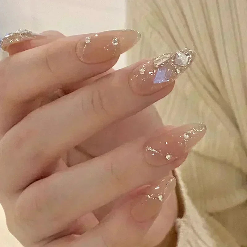 Zenat 24Pcs Glitter Diamond Press-On Nails