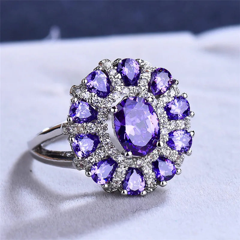 Zenat Charming Purple Flower Zircon