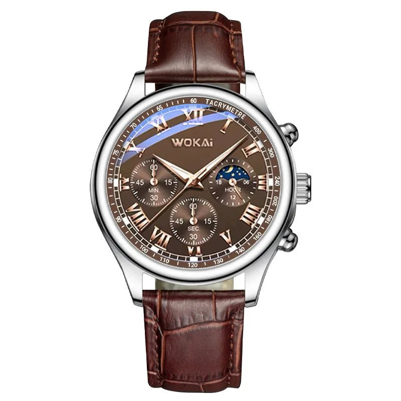 Zenat Geneva Wristwatch Alloy Case Leather