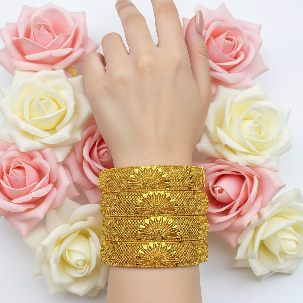 Bridal 24k Gold Color Round Bangles Adjustable