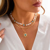 Zenat 3PC Ethnic Sunflower Beaded Necklace Set